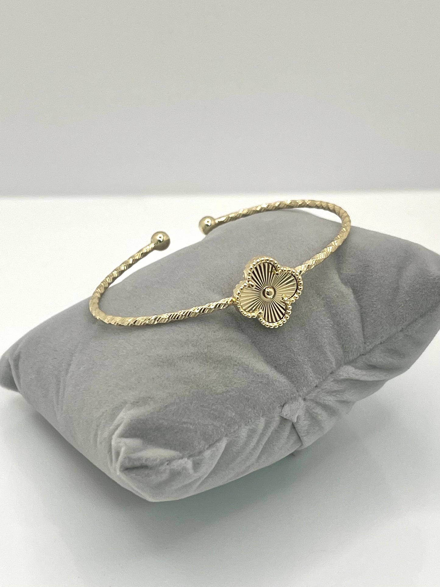 14k Gold Plated Four Leaf Ajustable Bangel Bracelet #1