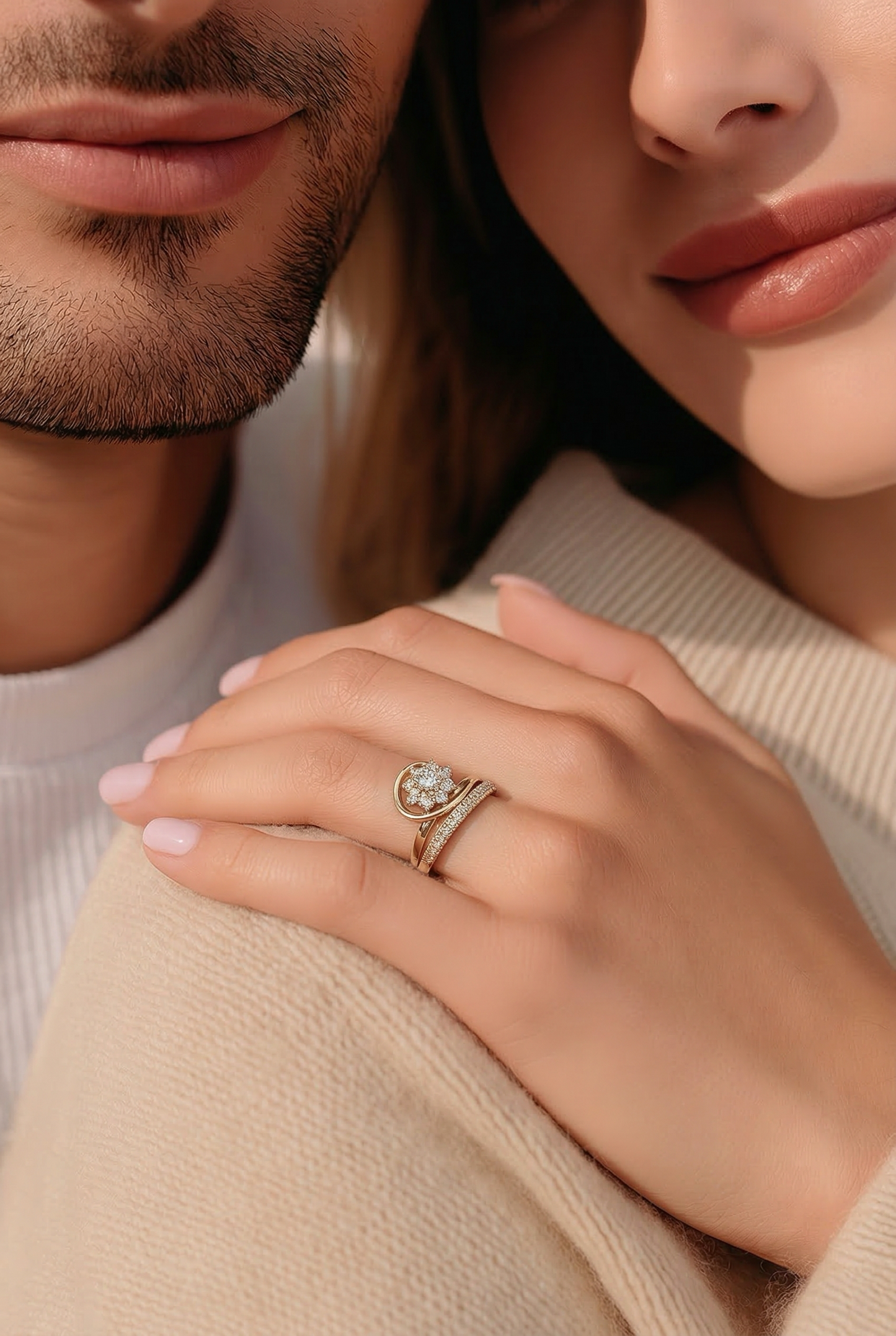 14k Gold Plated Wedding Band Set