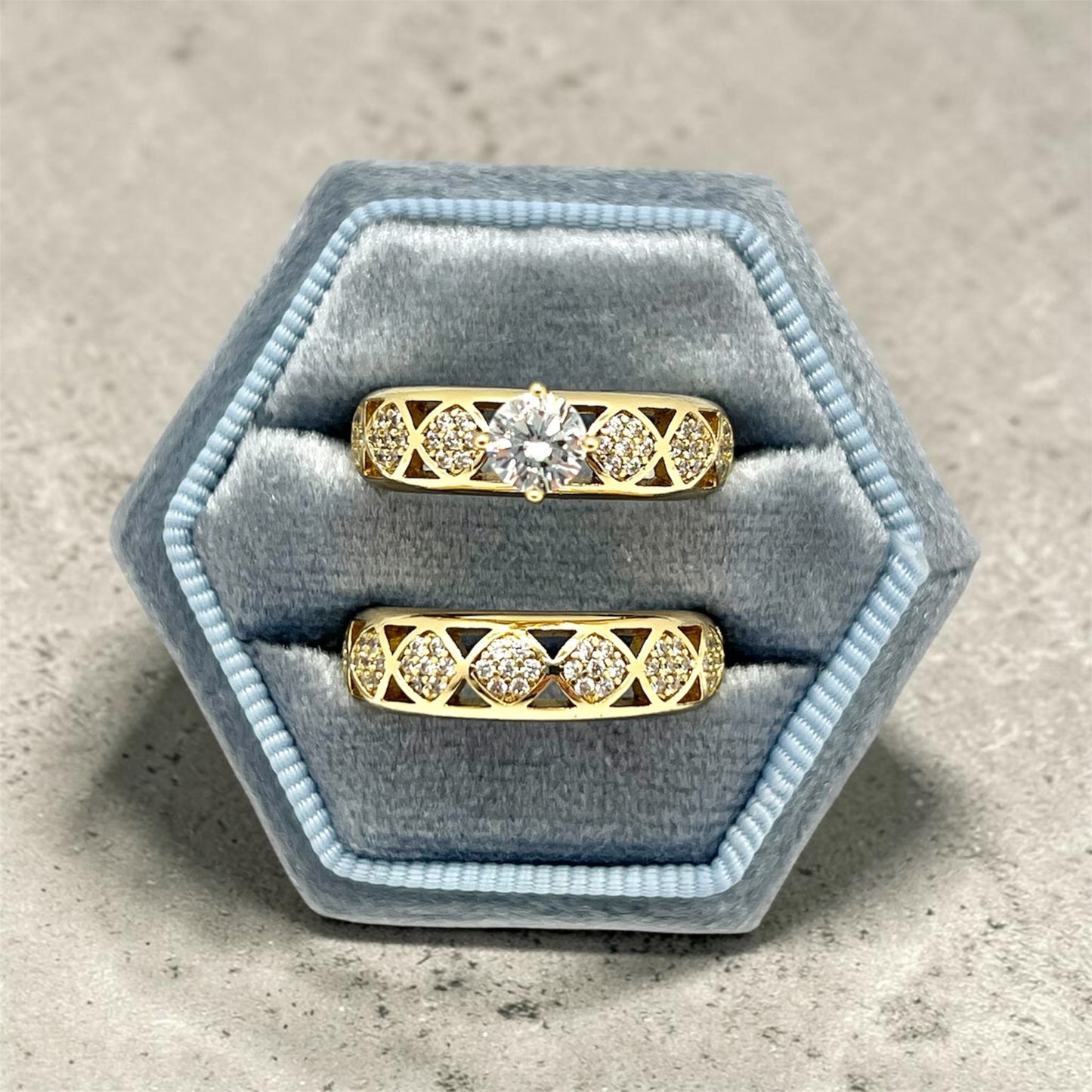 Emilia CZ Wedding Band Ring ~14k Gold Plated