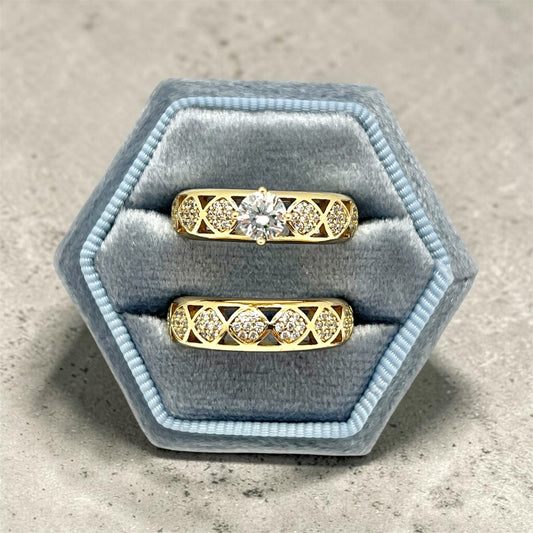 Emilia CZ Wedding Band Ring ~14k Gold Plated