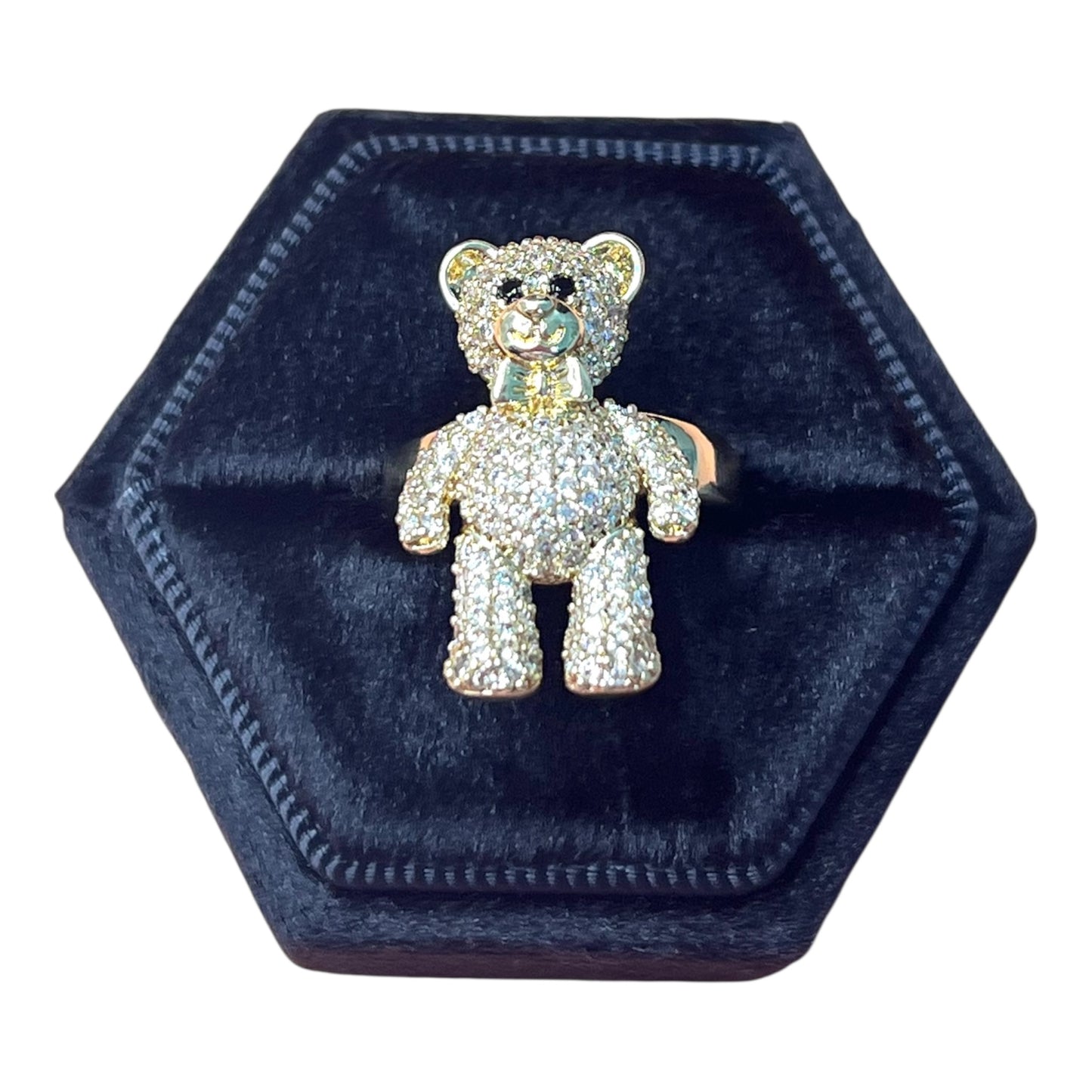 Teddy Bear CZ Ring~14k Gold Plated