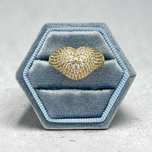 Diana Heart Ring CZ~14k Gold Plated