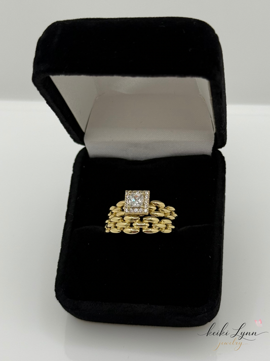 14k Gold Plated Wedding Band Set