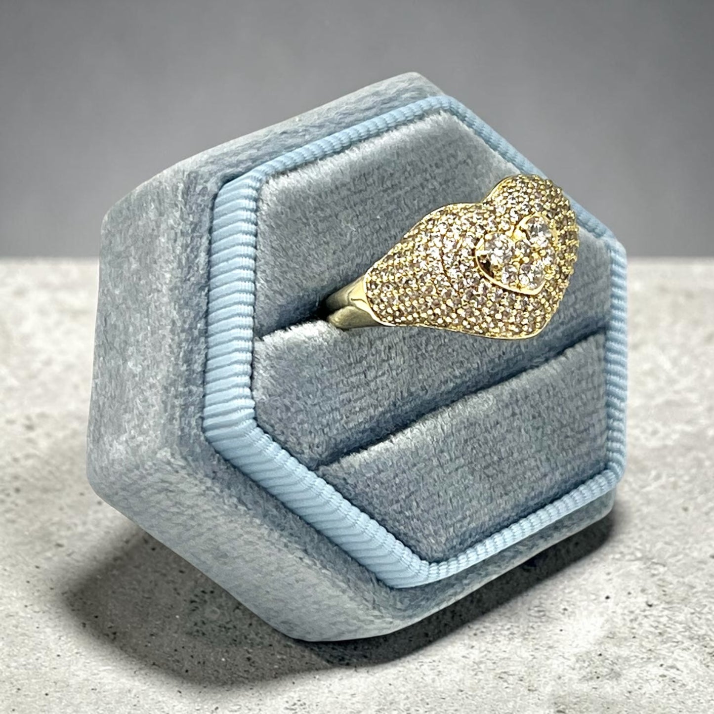 Diana Heart Ring CZ~14k Gold Plated