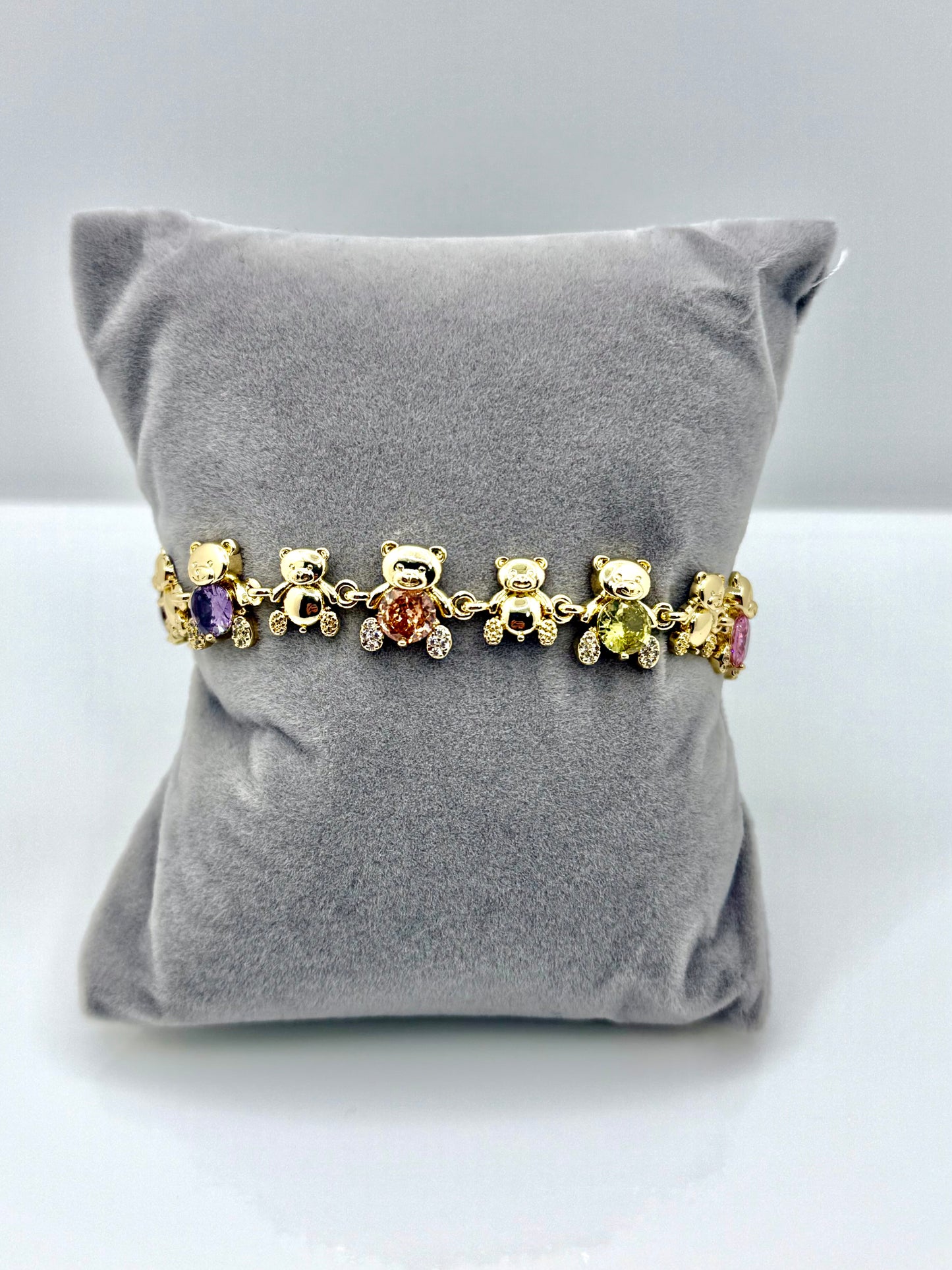 14k Gold Plated 6.5-7.5 inches Teddy Gold Multy Color Bracelet #102