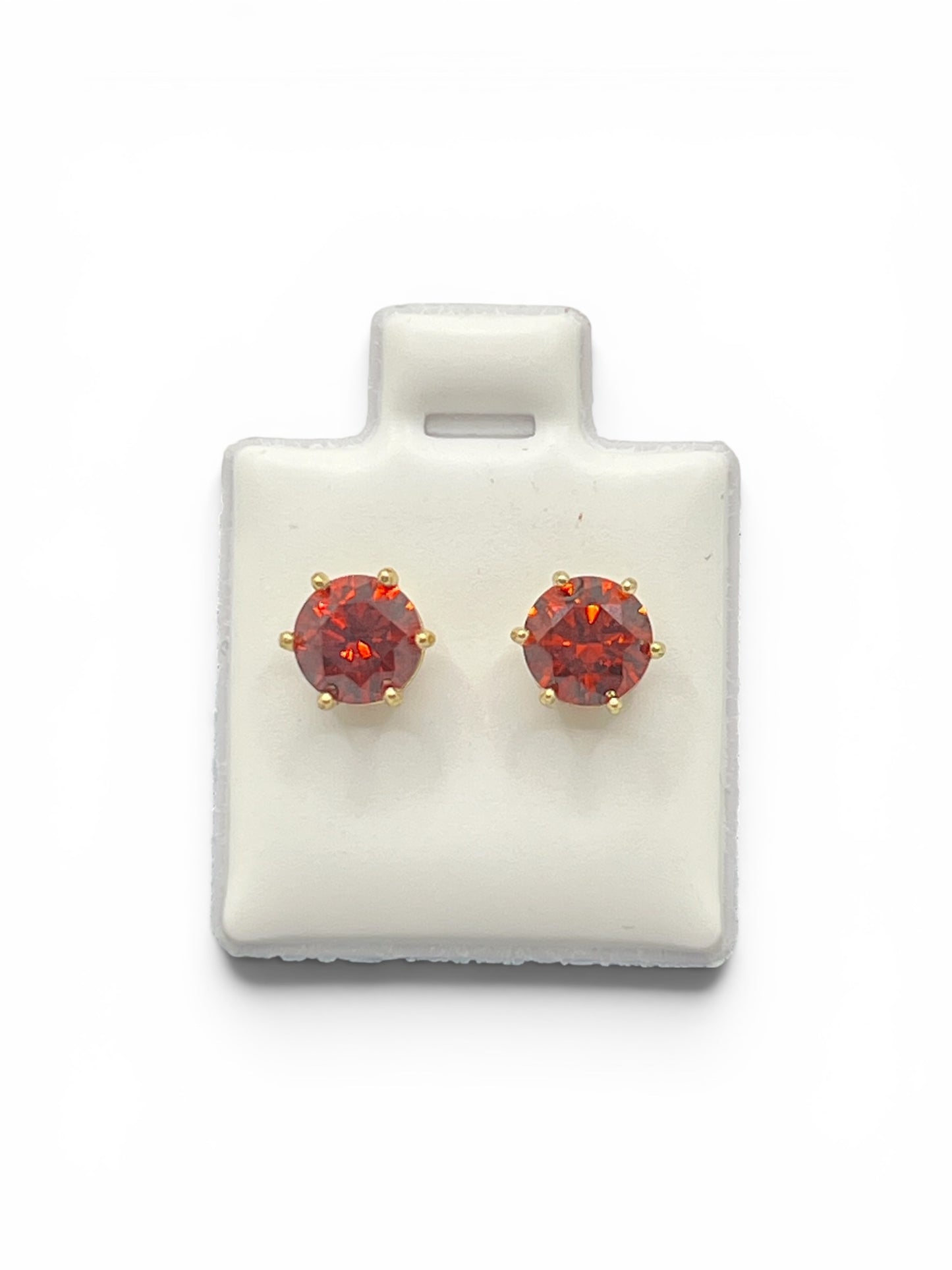 Red Stud Earrings ~14k Gold Plated