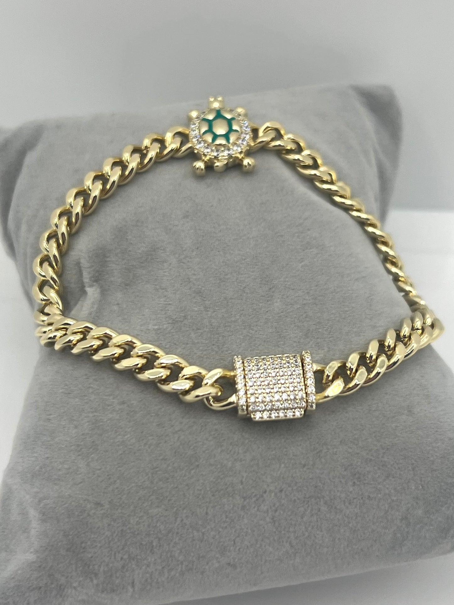 14k Gold Plated Turtle Monaco Bracelet