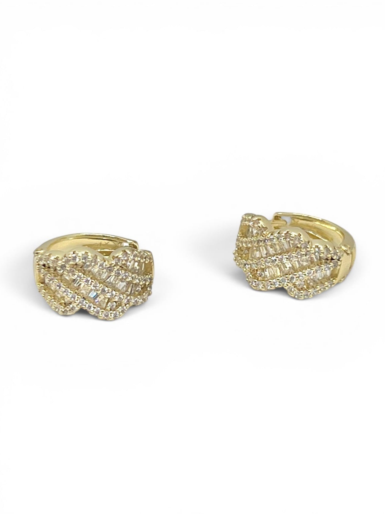 Melissa ClearCZ Hoop Earrings~14k Gold Plated