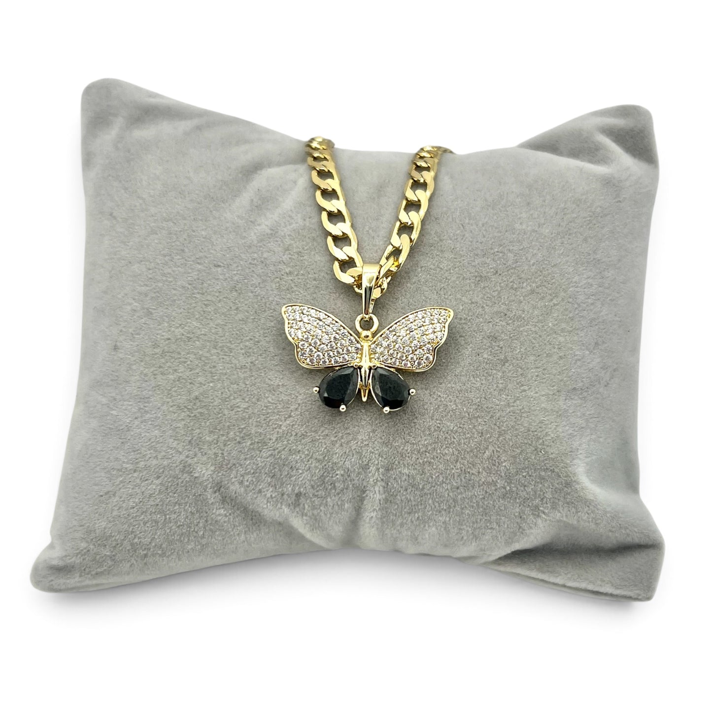 Black Butterfly Necklace ~14k Gold Plated