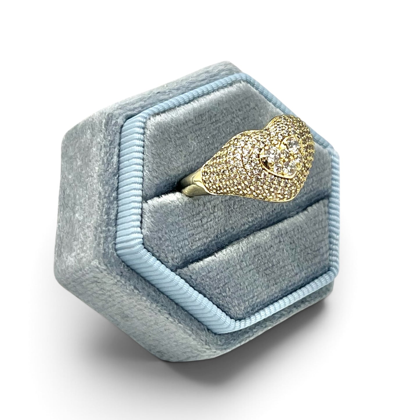 Diana Heart Ring CZ~14k Gold Plated