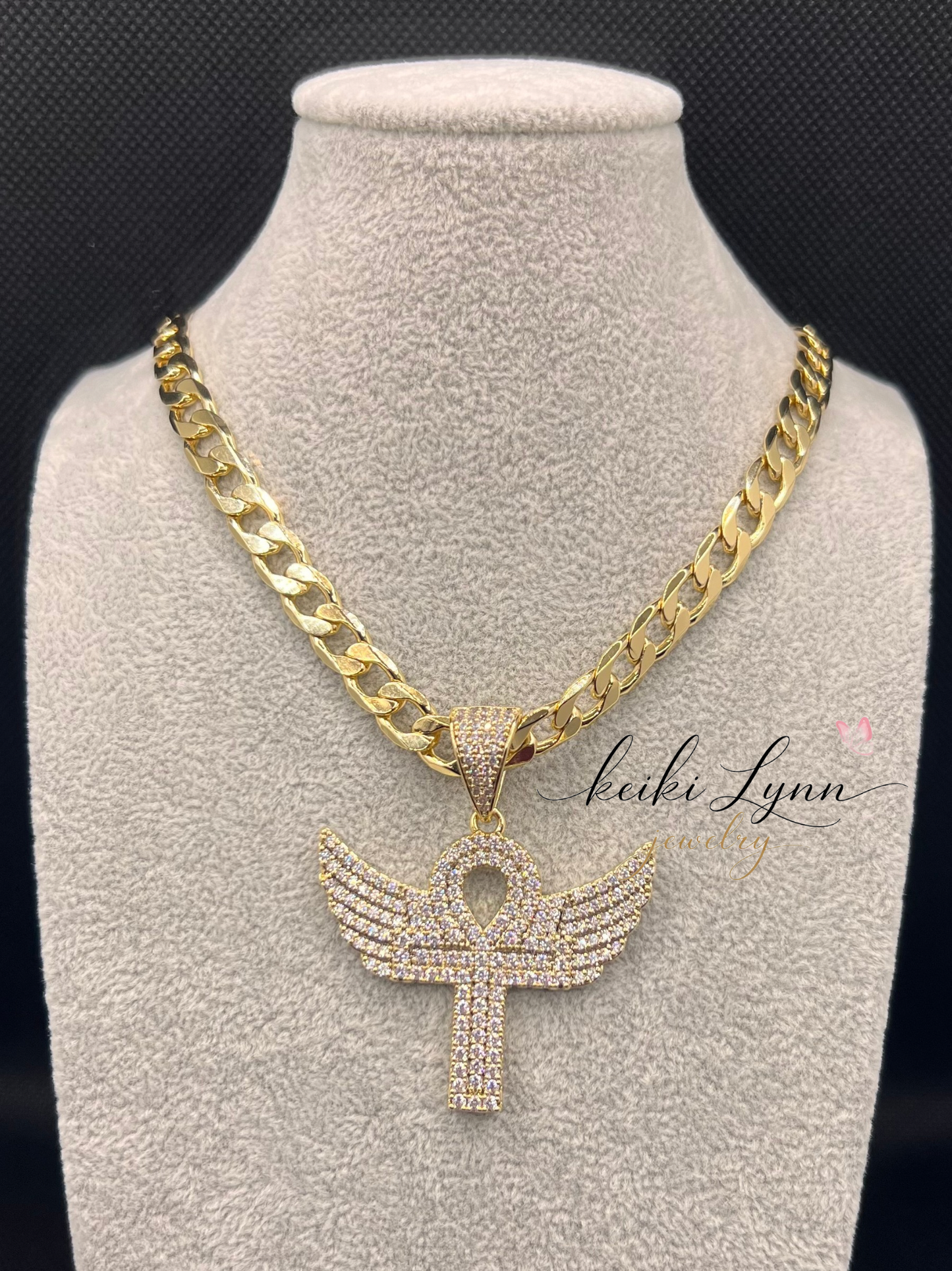 Wing Cross Cuban Necklace