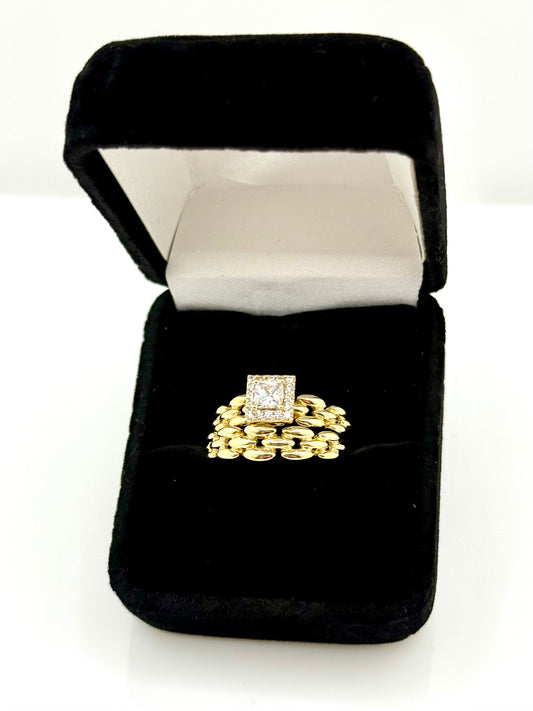 14k Gold Plated Wedding Band Set