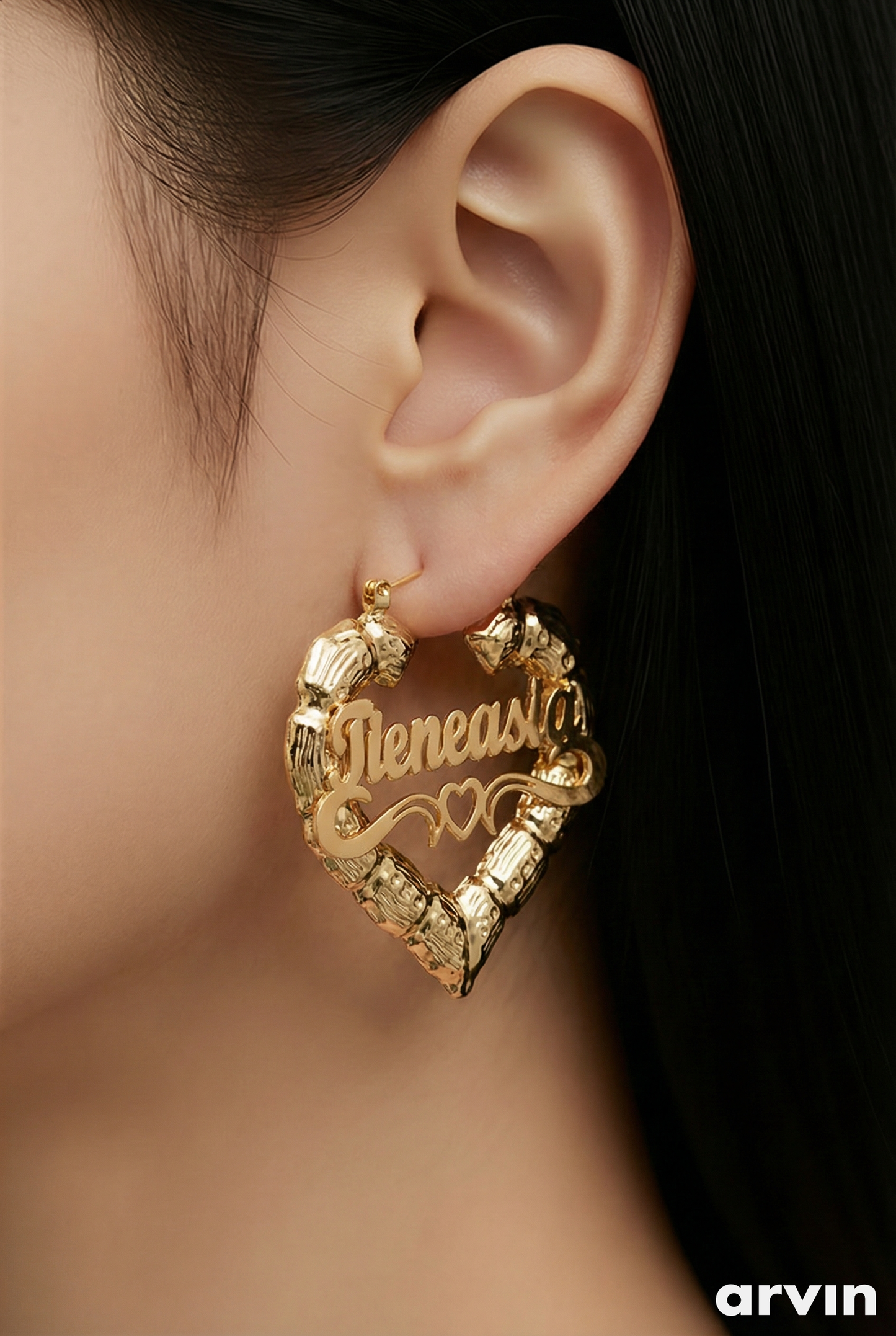 Bamboo Heart Earrings