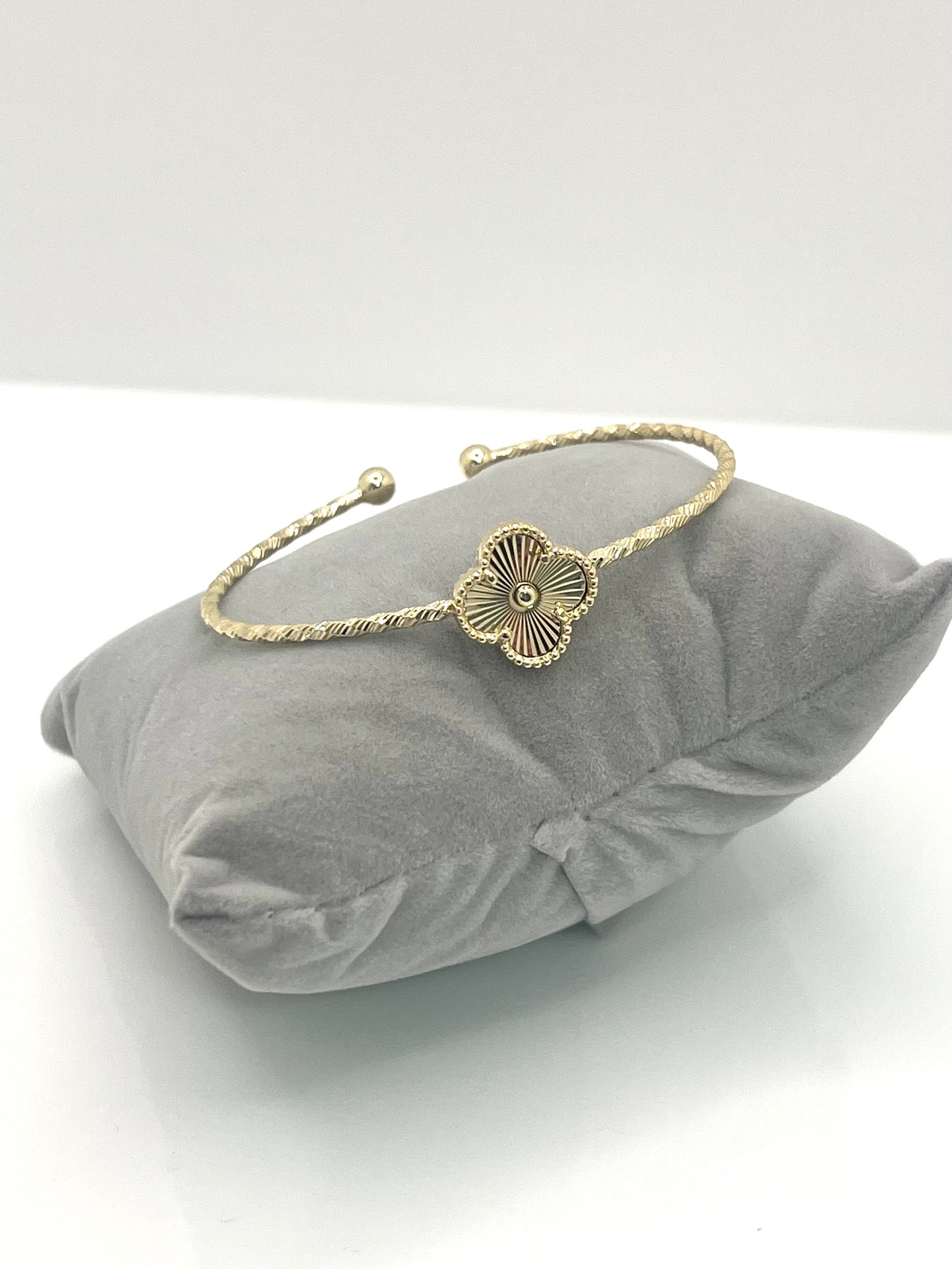 14k Gold Plated Four Leaf Ajustable Bangel Bracelet #1