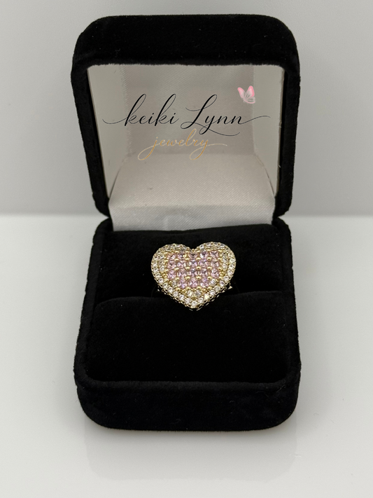 14k Gold Plated Pink Heart Ring