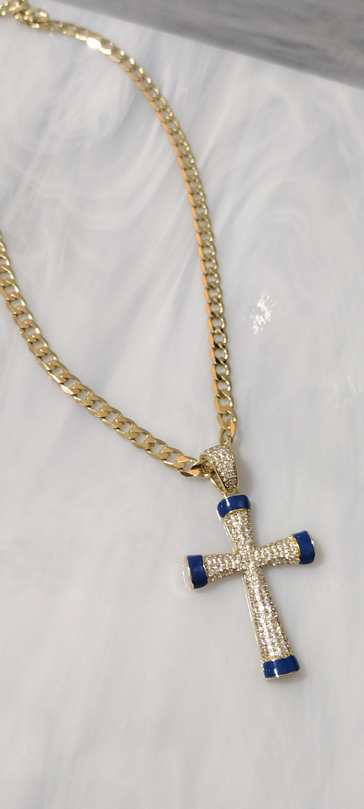 Blue cross Cuban Link