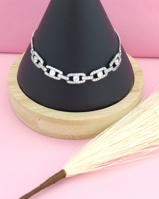 White Gold Plated Adjustable Bracelet