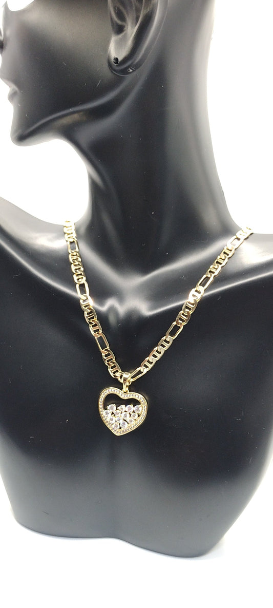 14k Gold Plated High Quality 18" Heart Necklace