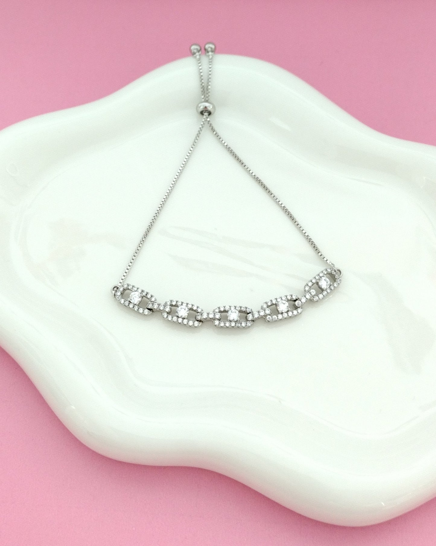 White Gold Plated Adjustable Bracelet